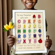 Konghyp Personalized Teacher Appreciation Gift - Custom Abc Alphabet Sign With Motivational Words, Wooden Plaque For Professors And Educators